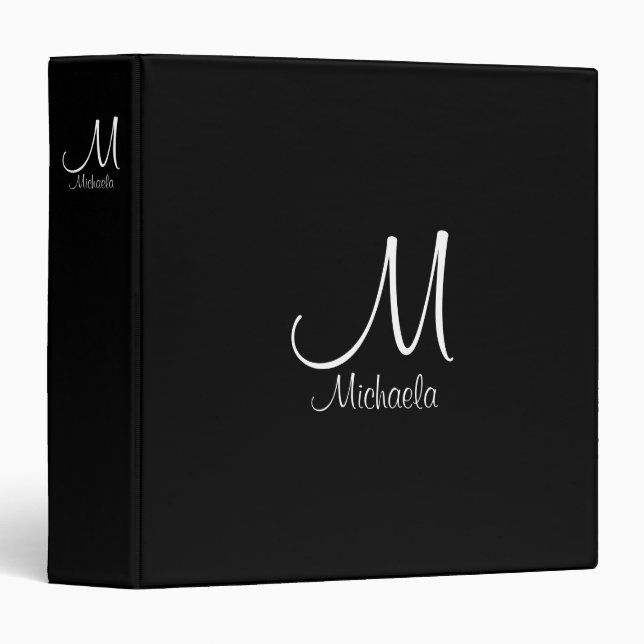 Personalized Initial Letter Monogram Template 3 Ring Binder (Front/Spine)