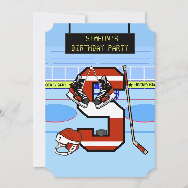 Personalized Initial letter S Ice Hockey Invitation (Front)