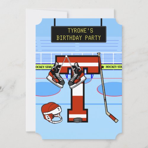 Personalized Initial letter T Ice Hockey Invitation