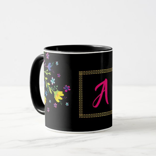 Personalized initial Magical night garden Mug (Front Left)