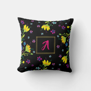 Personalized initial Magical night garden Throw Pillow