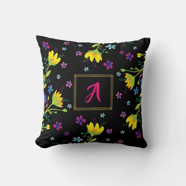 Personalized initial Magical night garden Throw Pillow (Front)