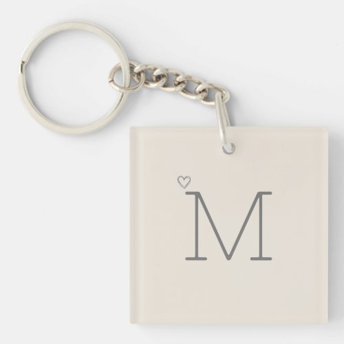 Personalized Initial Modern Slipper Satin Neutral Keychain