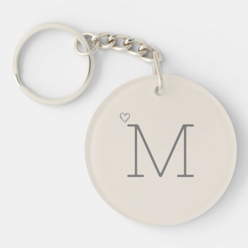 Personalized Initial Modern Stylish Satin Neutral Keychain