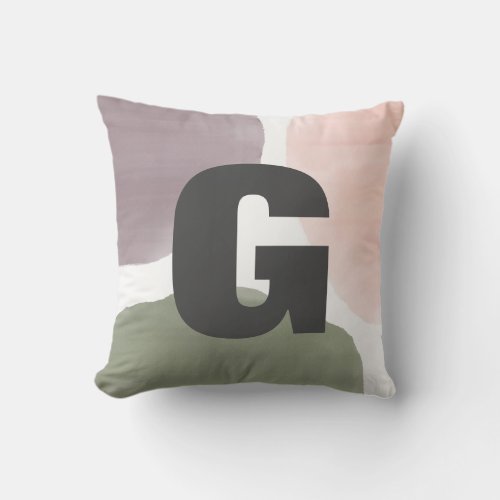 Personalized Initial Modern Watercolor Circles Throw Pillow