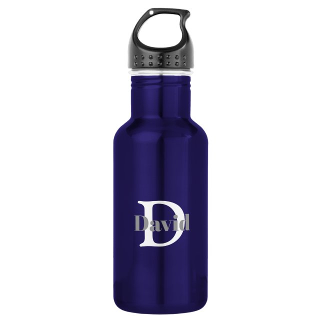 Personalized Initial Modern White Initial Stainless Steel Water Bottle (Front)
