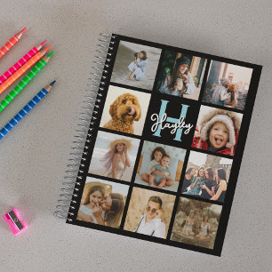 Personalized Initial Monogram 11 Photo Grid Yearly Planner