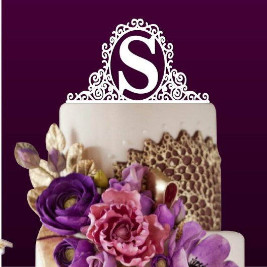 Personalized Initial Monogram Cake Topper (Front)
