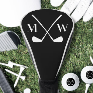 Personalized Initial Monogram Clubs Black Golf Head Cover
