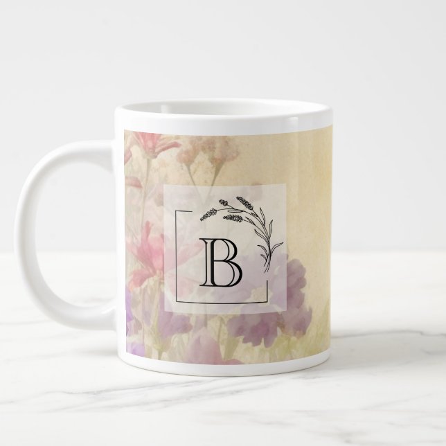 Personalized Initial Monogram Jumbo Giant Coffee Mug (Left)