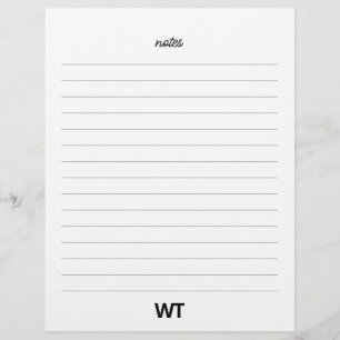 Personalized Initial Monogram Notes Paper Sheets