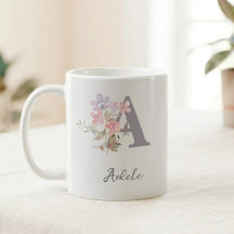 Personalized Initial Mug: Floral Letter Design