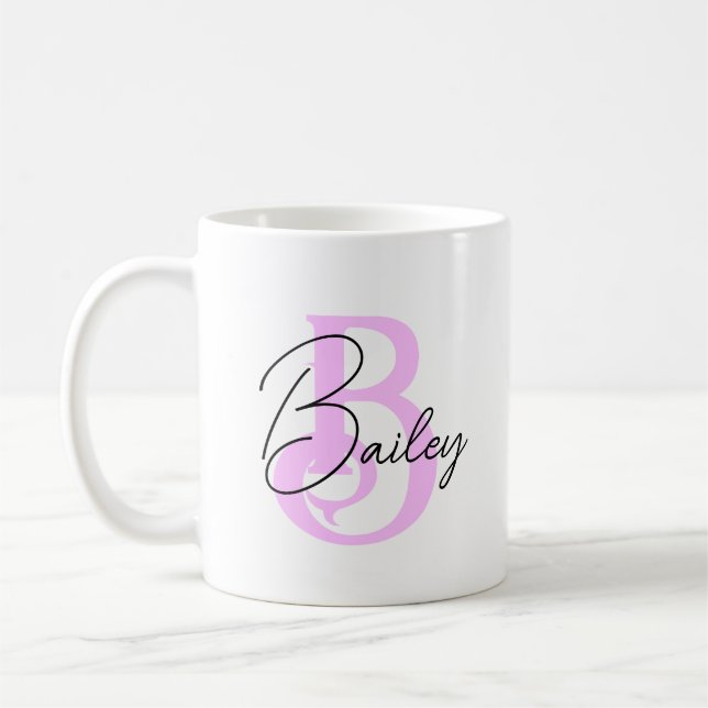 Personalized Initial Mug, Subtle Initial and Name  Coffee Mug (Left)