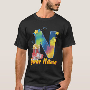Personalized initial N popcorn tickets cinematic T-Shirt