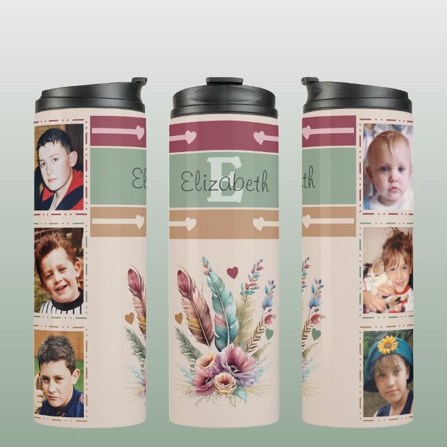 Personalized initial name 6 photos thermal tumbler (Creator Uploaded)