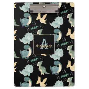 Personalized Initial & Name Dinosaur Pattern Clipboard