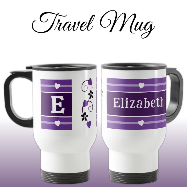 Personalized initial name purple travel mug (Creator Uploaded)