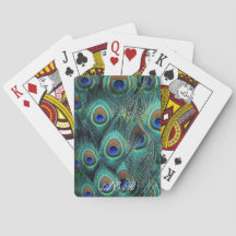 Personalized Initial Peacock Feather Playing Cards