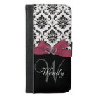 Personalized Initial, Pink, Black Damask Pattern