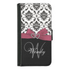 Personalized Initial, Pink, Black Damask Pattern
