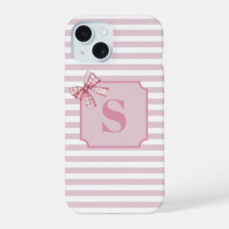 Personalized Initial Pink Bow Coquette iPhone 15 Case