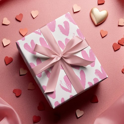 Personalized Initial Pink Love Hearts Valentines Wrapping Paper Sheets