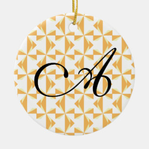 Personalized Initial Pumpkin Pinwheels Ceramic Ornament