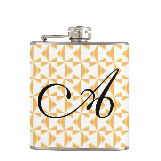Personalized Initial Pumpkin Pinwheels Hip Flask (Front)
