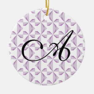 Personalized Initial Purple Pinwheels Ceramic Ornament