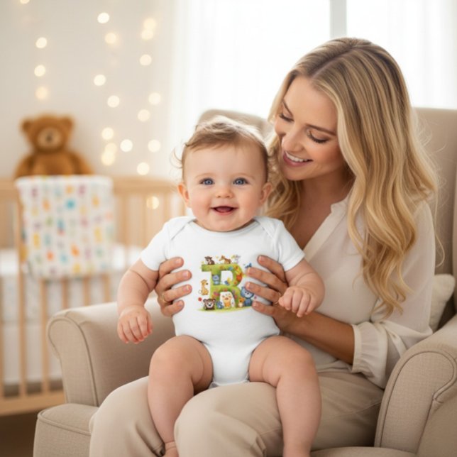 Personalized Initial R Cute Jungle Animal Bodysuit (Creator Uploaded)