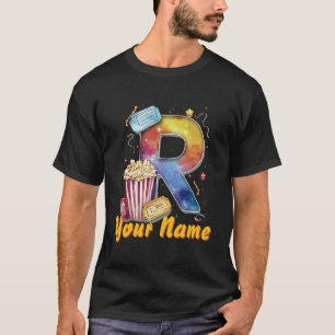 Personalized initial R popcorn tickets cinematic T-Shirt