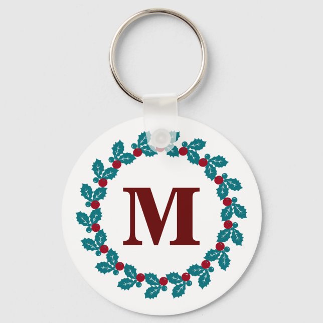 Personalized Initial Scandinavian Monogram Keychain (Front)