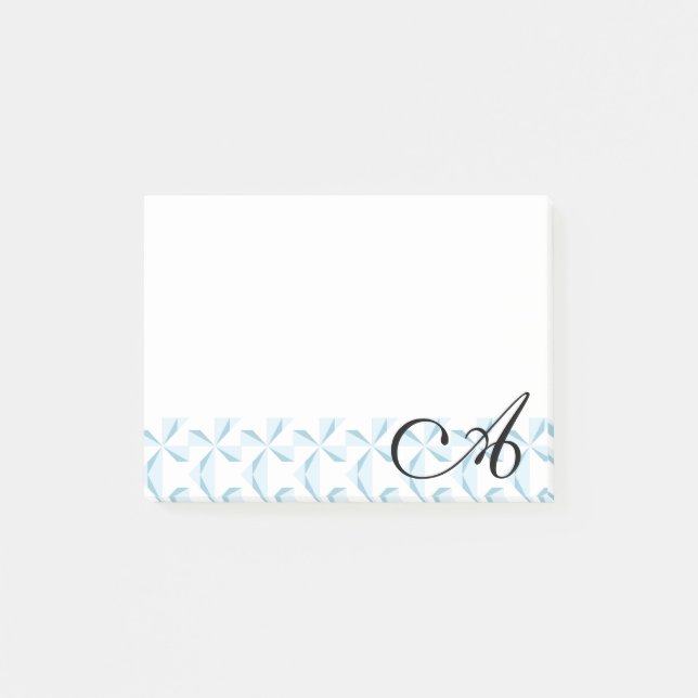 Personalized Initial Sky Blue Pinwheels Post-it Notes (Front)