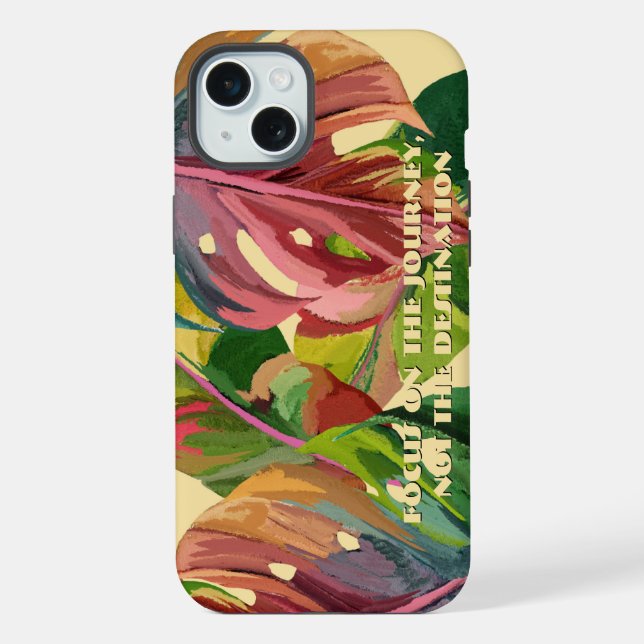 Personalized Initial Tropical Botanical Aesthetic iPhone Case (Back)