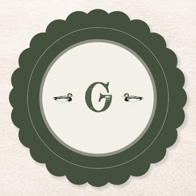 Personalized Initial Vintage Duck Coaster (Front)