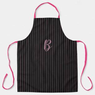 Personalized/Initialed black & pink striped apron