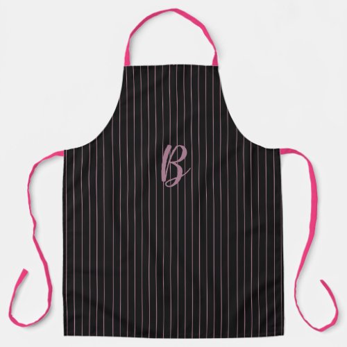 PersonalizedInitialed black  pink striped apron