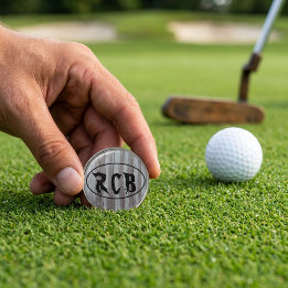 Personalized Initials Barn Wood Golf Ball Marker