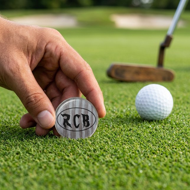 Personalized Initials Barn Wood Golf Ball Marker (Personalized Initials Golf Ball Marker Father's Day Gift)