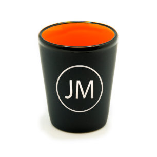 Personalized Initials Black/Orange Shot Glass 