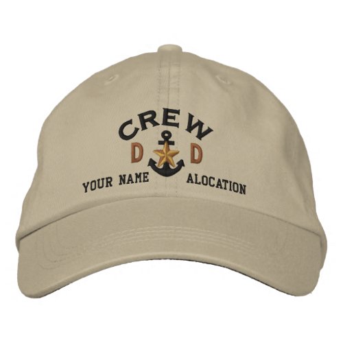 Personalized Initials Crew Nautical Star Anchor Embroidered Baseball Hat