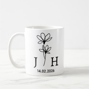 Personalized Initials, Date Floral Couple Initials Coffee Mug