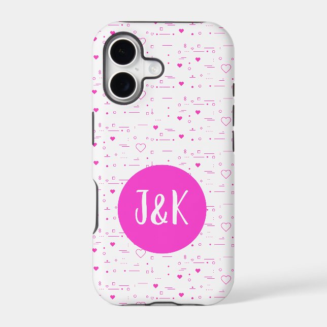 Personalized Initials J & K Pink Love Pattern Case-Mate iPhone Case (Back)