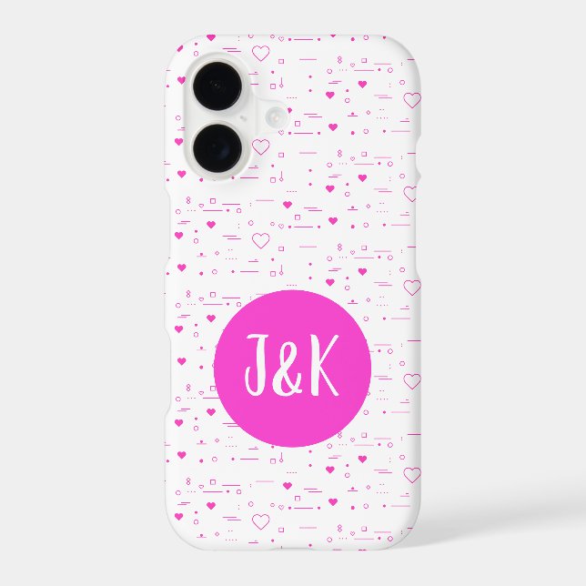 Personalized Initials J & K Pink Love Pattern Case-Mate iPhone Case (Back)
