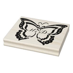 Personalized Initials Large Butterfly Rubber Stamp