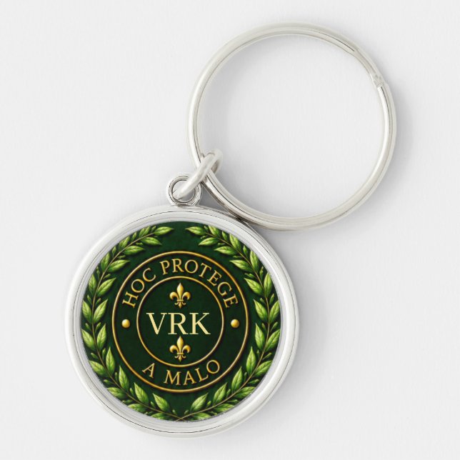 Personalized Initials Latin Protection Charm Keychain (Front)