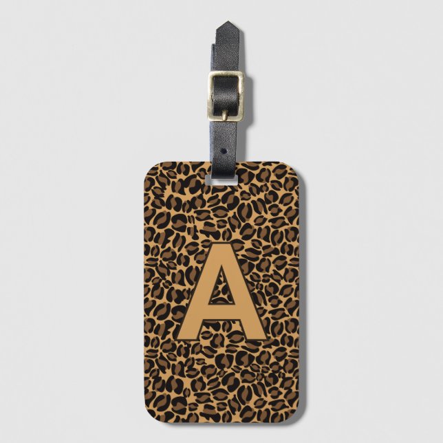 Personalized initials Leopard animal print Luggage Tag (Front Vertical)
