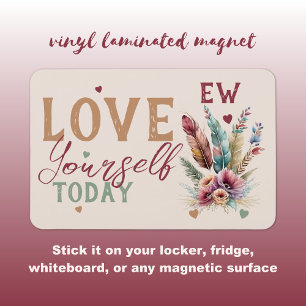 Personalized initials love yourself today flowers magnet
