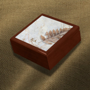 Personalized Initials Marble Leaf Keepsake Box
