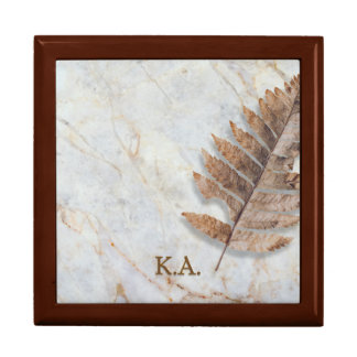 Personalized Initials Marble Leaf Keepsake Box